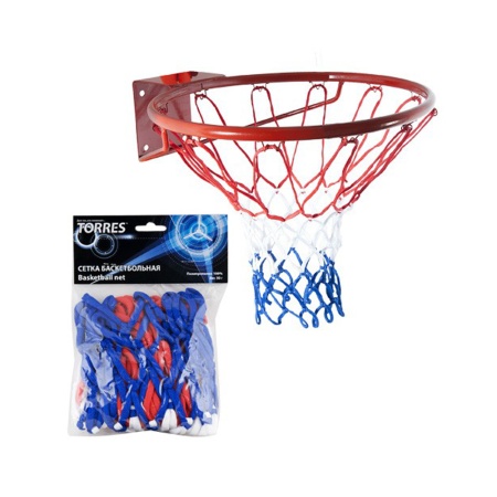 Купить Сетка баскетбольная Torres, нить 4 мм, бело-сине-красная в Перевозе 